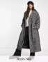 Фото #2 товара ASOS DESIGN Tall smart herringbone belted coat in black and white