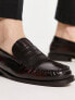 Фото #2 товара River Island leather penny loafers in dark red