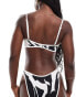 Фото #4 товара ASOS DESIGN contrast binding hidden underwire crop bikini in mono abstract