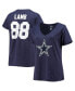 Фото #2 товара Women's CeeDee Lamb Navy Dallas Cowboys Plus Size Name and Number V-Neck T-shirt
