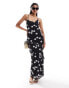 ASOS DESIGN strappy ruffle maxi dress with tie back in mono spot print Punktemuster, M - EU 40-42 - фото #1