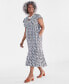 Фото #2 товара Plus Size Split-Neck Tiered Dress, Created for Macy's