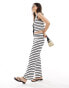 JDY ribbed tie front waistcoat co-ord in stripe