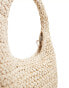 Bershka woven grab bag in natural straw