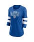 ფოტო #3 პროდუქტის Women's Heathered Royal, White Toronto Maple Leafs Full Shield 3/4 Sleeve Tri-Blend Raglan Scoop Neck T-shirt