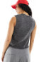 ASOS DESIGN knitted waistcoat with asymmetric button front in charcoal