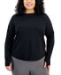 ფოტო #1 პროდუქტის Plus Size Birds Eye Mesh Long-Sleeve Top, Created for Macy's