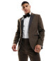 ASOS DESIGN skinny tuxedo suit jacket in brown Коричневый, Chest 40 Regular - фото #1