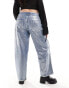 Фото #8 товара ASOS DESIGN Curve mid rise baggy boyfriend jean in metallic silver