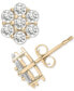 ფოტო #1 პროდუქტის Diamond Cluster Stud Earrings (1-1/2 ct. tw) in 14k Gold, Created for Macy's