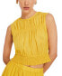 ფოტო #1 პროდუქტის Women's Crewneck Smocked Sleeveless Top