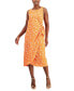Фото #1 товара Women's Printed Faux-Wrap Midi Dress
