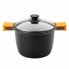 Pot with Glass Lid BRA A273907 Black Metal Aluminium Cast aluminium Ø 28 cm (1 Unit)