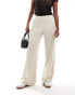 Noisy May wide leg elasticated waist trouser in stone