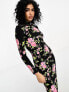 Фото #1 товара Vila roll neck side split midi jersey dress pink floral print