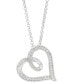 ფოტო #1 პროდუქტის Diamond Swirl Heart Pendant Necklace (1/4 ct. t.w.) in Sterling Silver, 16" + 2" extender