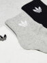 adidas Originals 3-pack mid ankle sock in black, grey and white