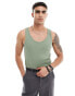 ASOS DESIGN muscle fit rib vest in light green