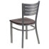 Фото #2 товара Hercules Series Silver Slat Back Metal Restaurant Chair - Mahogany Wood Seat