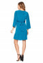 Фото #4 товара Michael Kors 166400 Womens 3/4 Sleeves Deep V-Neck Dress Luxe Teal Size Small