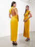 Фото #5 товара ASOS EDITION draped and slashed high neck maxi dress in golden yellow