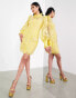 Фото #3 товара ASOS EDITION embroidered organza mini shirt dress in yellow