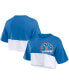 ფოტო #1 პროდუქტის Women's Royal/White New York Mets Color Split Boxy Cropped T-Shirt