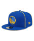 Фото #1 товара Men's Royal Golden State Warriors Piped and Flocked 59Fifty Fitted Hat