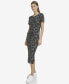 ფოტო #1 პროდუქტის Andrew Marc Women's Short Sleeve Stretch Midi Dress with Slit