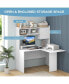 Фото #8 товара L-Shaped Desk Corner Computer Desk with Open Storage Hutch and Cabinet-White