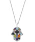ფოტო #1 პროდუქტის EFFY® Multi-Gemstone Hamsa Hand 18" Pendant Necklace (2-1/10 ct. t.w.) in Sterling Silver