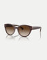 Ralph Ra5302u round sunglasses with brown lens in shiny brown on milky brown