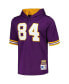Фото #2 товара Men's Randy Moss Purple Minnesota Vikings Retired Player Name and Number Mesh Hoodie T-shirt