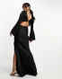 ASOS DESIGN satin flare sleeve cut out maxi dress in black