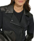 ფოტო #6 პროდუქტის Women's Faux-Leather-Accent Moto Jacket
