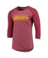 Men's Washington Commanders Threads Burgundy Wordmark 3/4-Sleeve Raglan Tri-Blend T-shirt
