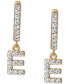 Cubic Zirconia Initial Dangle Hoop Earrings in 18k Gold-Plated Sterling Silver, Created for Macy's