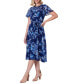 Women's Belted Floral Chiffon Midi Dress