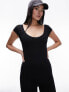 Topshop seamless cap sleeve jumpsuit in black