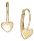 ფოტო #1 პროდუქტის Children's Heart Hoop Earrings in 14k Gold, 2mm