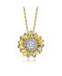 Фото #1 товара 14K Gold Plated Sunflower Cubic Zirconia Floral Pendant