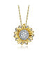 ფოტო #1 პროდუქტის 14K Gold Plated Sunflower Cubic Zirconia Floral Pendant