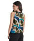 Women's Printed Chiffon Sleeveless Blouse Ink Swirl, XS - фото #2