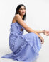 Фото #4 товара ASOS DESIGN halter ruffle maxi dress with cut out detail in textured spot in blue