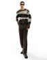 Фото #2 товара ASOS DESIGN knitted sheer mesh laddered jumper with stripe in black