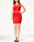 City Triangles Women's Juniors Glitter Pencil Dress Lace Red Size 11