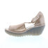 Fly London Yall YALL962FLY-004 Womens Beige Leather Wedges Sandals Shoes 37