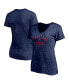 ფოტო #2 პროდუქტის Women's Heathered Navy Cleveland Guardians Old Time Favorite V-Neck T-shirt