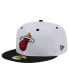 Фото #2 товара Men's White/Black Miami Heat Throwback 2Tone 59Fifty Fitted Hat