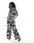 Фото #4 товара ASOS DESIGN cheesecloth tie waist wide pull on trouser in print